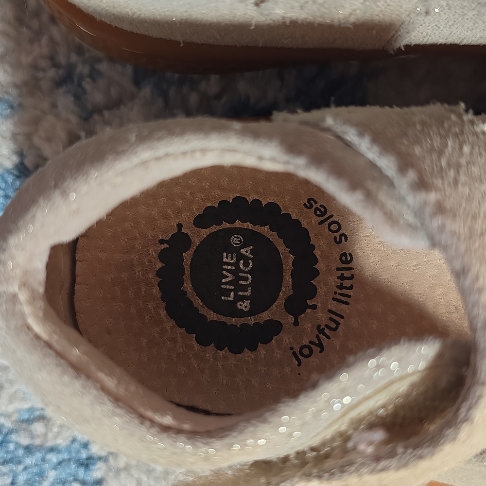 Livie & Luca Metallic Beige Mary Janes with Gold Bird Accent - Picture 3 of 5
